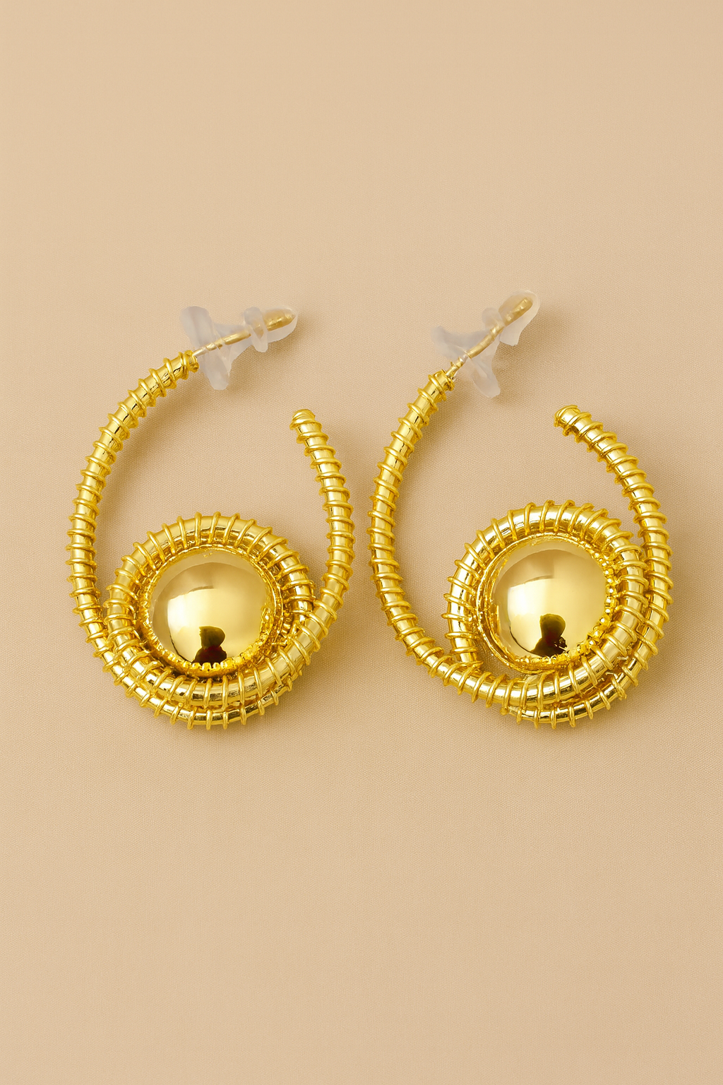 Boucles d’Oreilles “Spirale d’Or” – Acier Inoxydable Doré