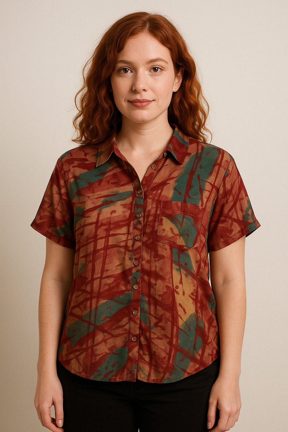 Chemise fluide en soie Ayò Rouge vert