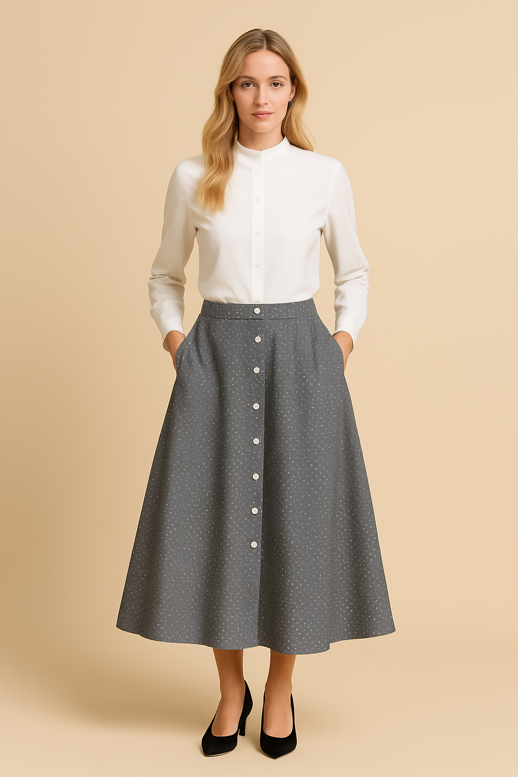 Jupe midi en denim ÀKÓJỌ̀ – 1Look By Adé