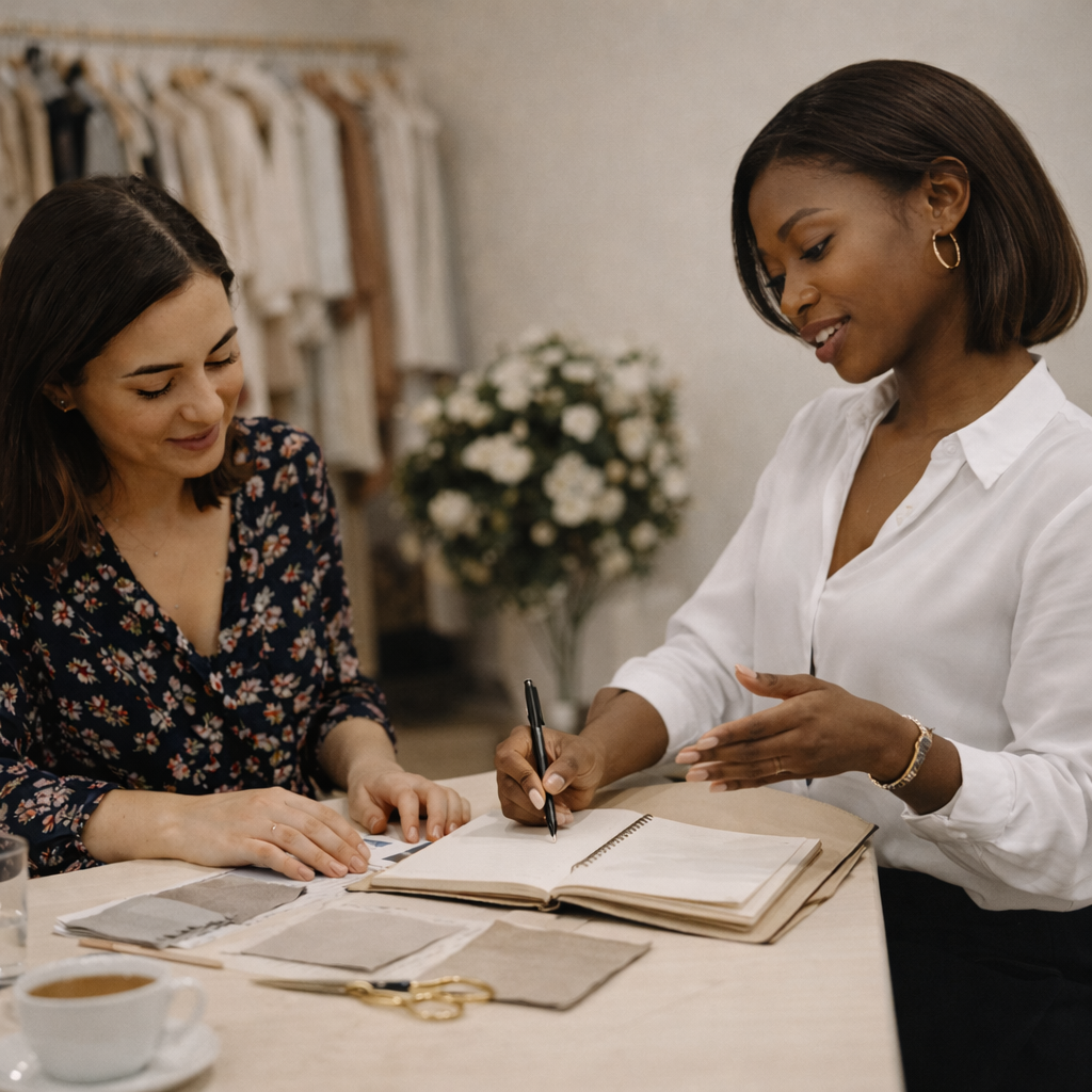 Séance privée de conseil en image lors de la Parenthèse 1Look Signature, expérience premium au Showroom 1Look By Adé à Lyon