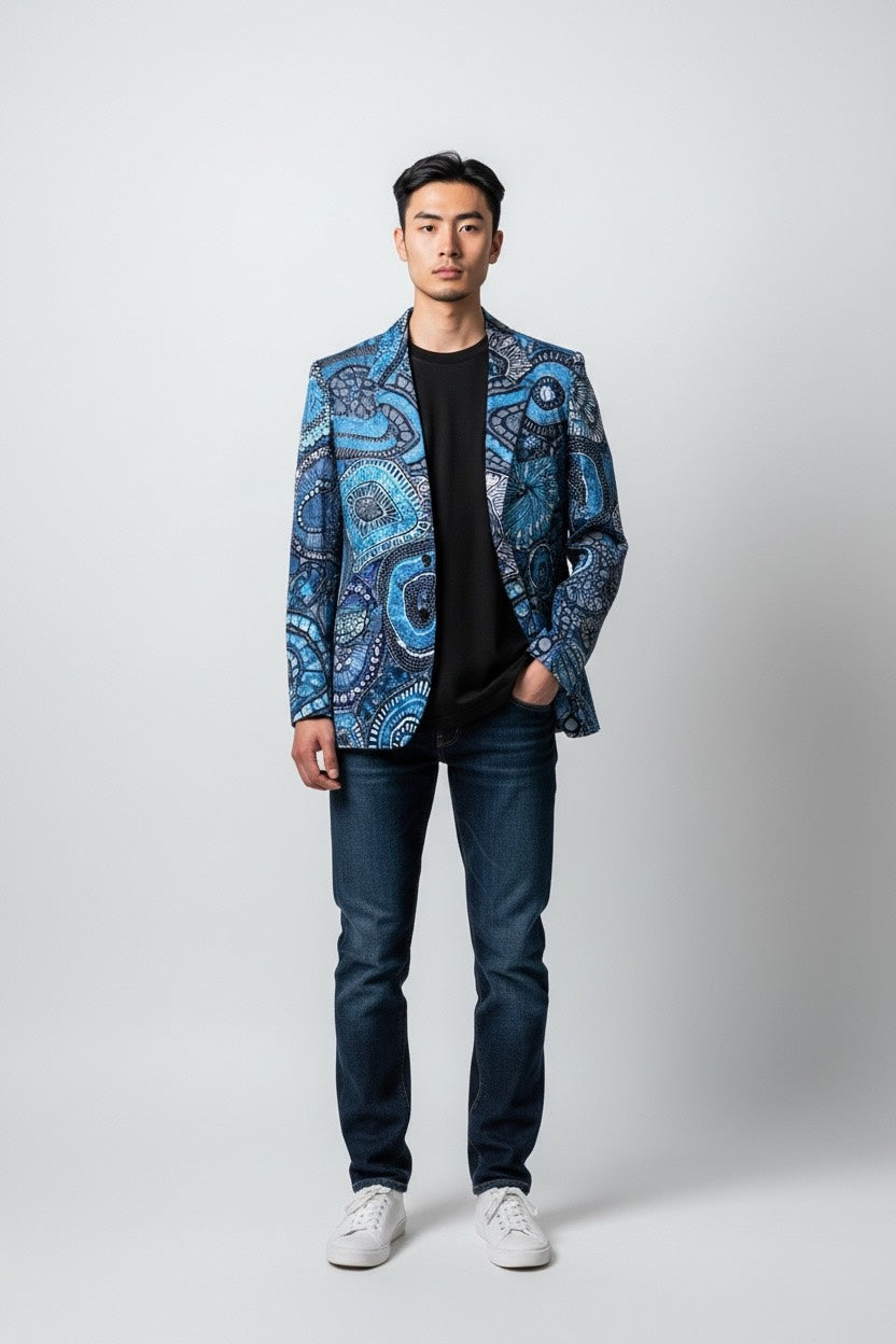 OLUWAKEMI Bleu – Le blazer de la bénédiction