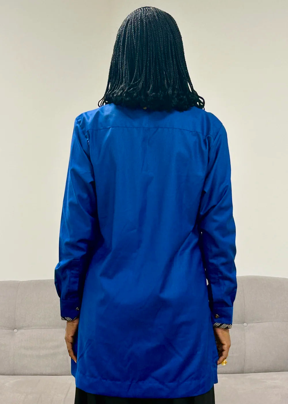 Tunique en coton léger bleu royal – vue de dos