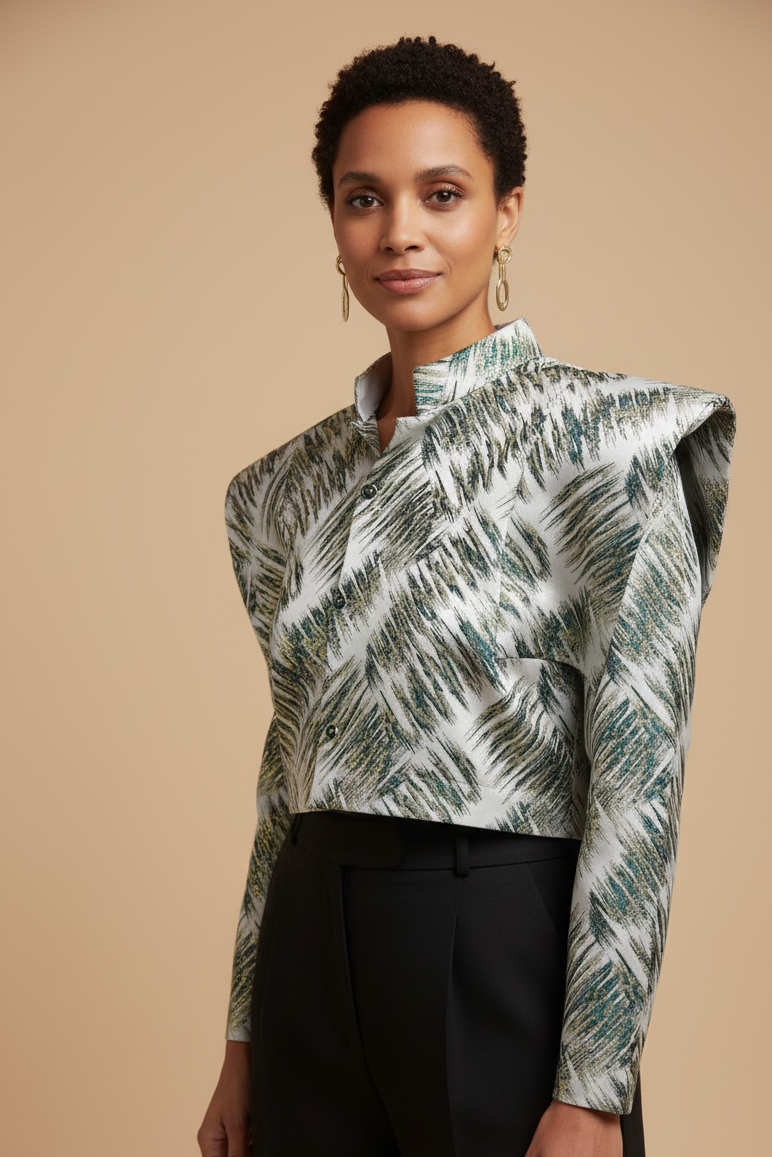 Veste crop en brocart premium – ASEYO