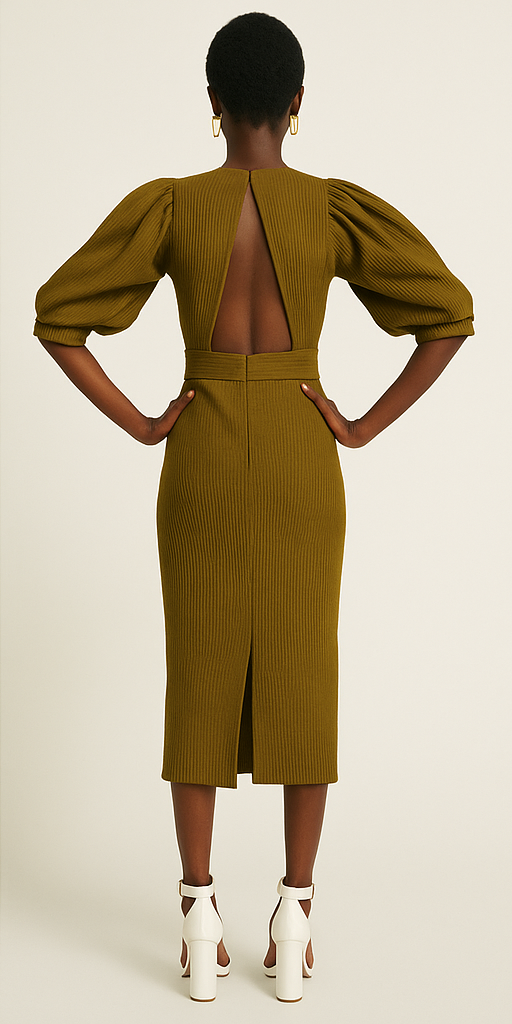 ensemble FẸ́MI 1Look By Adé – crop top et jupe longue en coton ajouré texturé- vue de dos