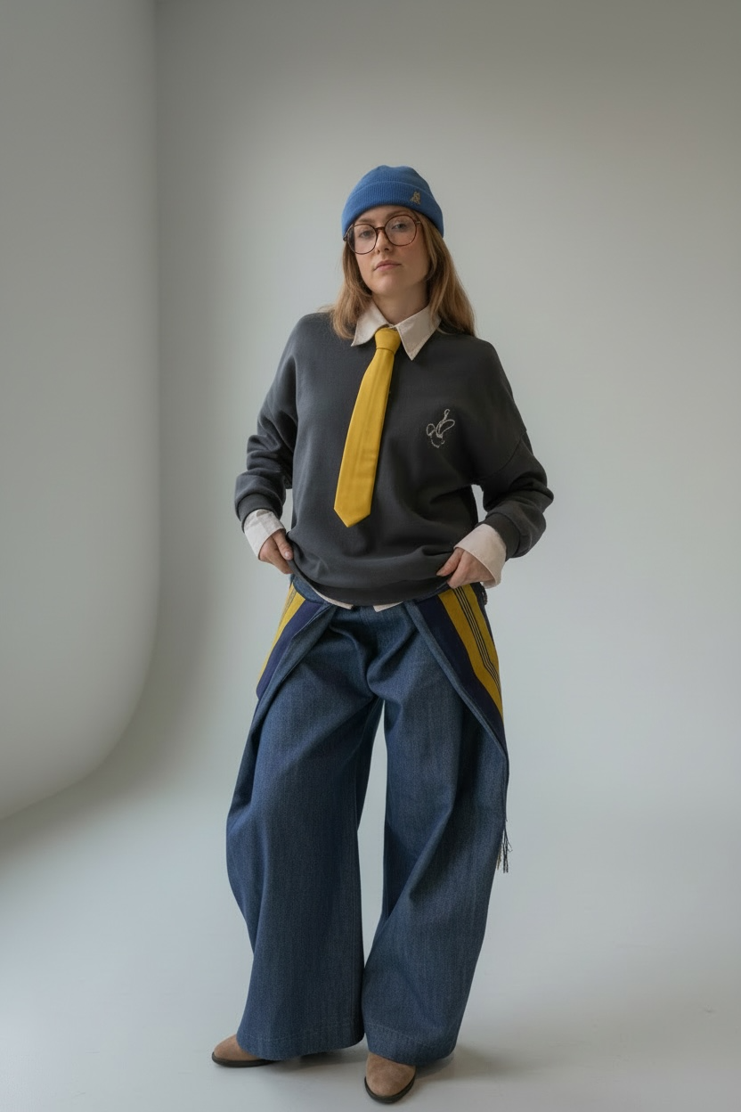 jean ASE ajustable jaune- vue face 1Look By Adé