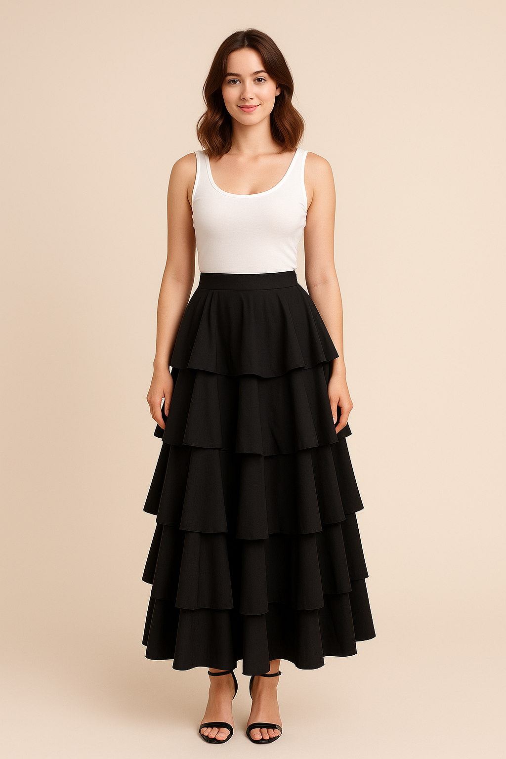 jupe ÀNÍKÉ 1Look By Adé – jupe noire longue à volants