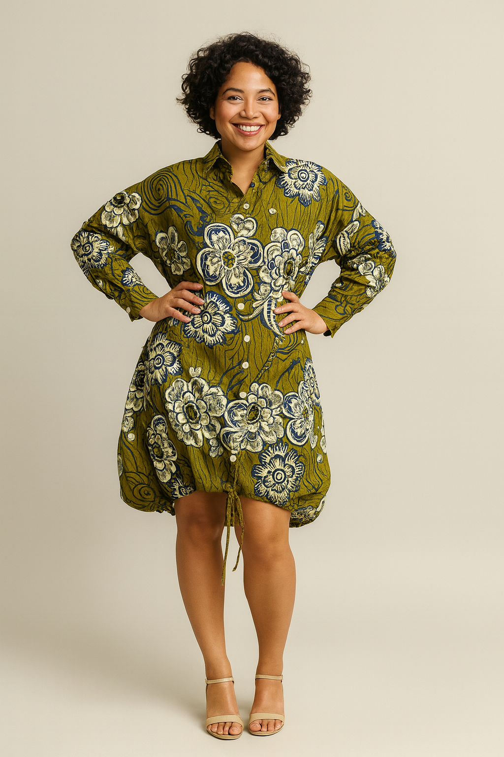 robe ÌRÒRÙN 1Look By Adé – robe chemise en wax imprimé floral