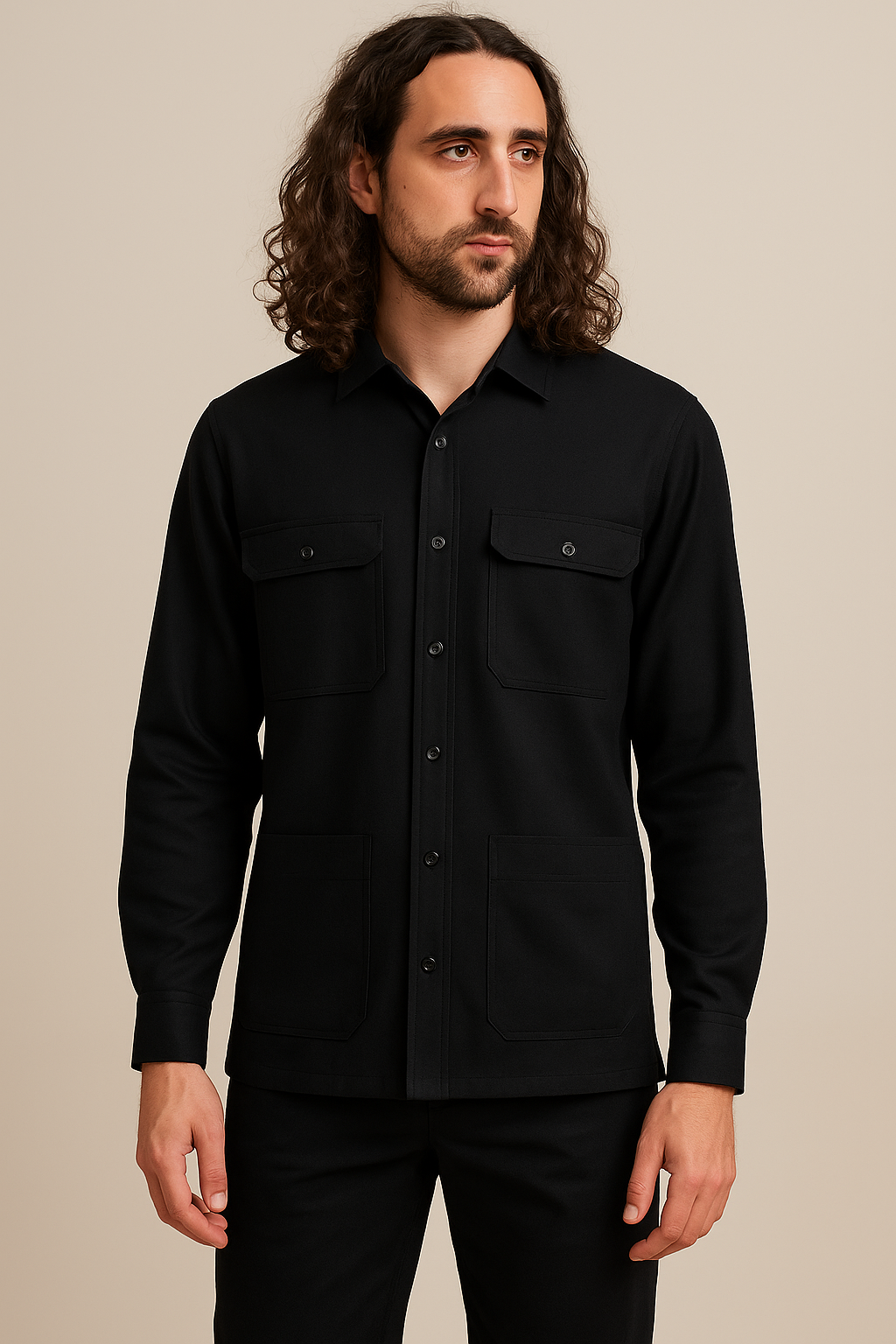 surchemise ÀṢẸ́ 1Look By Adé – chemise oversize mixte noire coton texturé