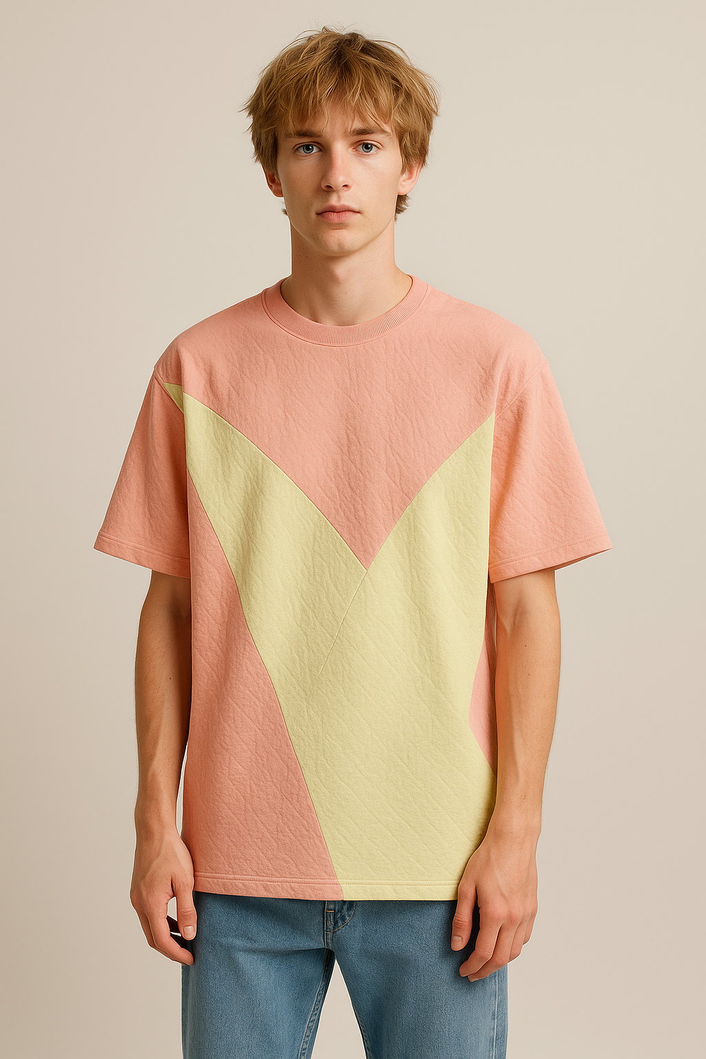 sweat AYỌ̀ 1Look By Adé – sweat bicolore en jersey texturé mixte