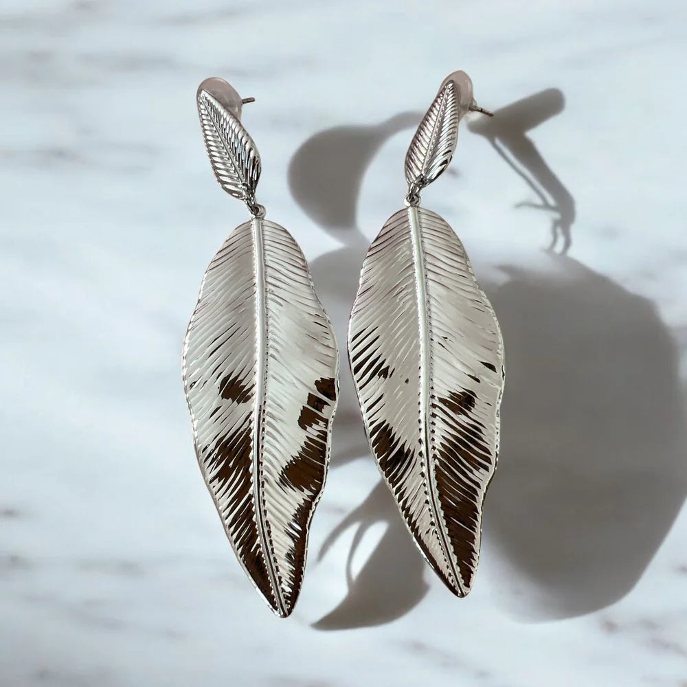 Boucles d’oreilles “Feuilles d’Argent” – Acier Inoxydable