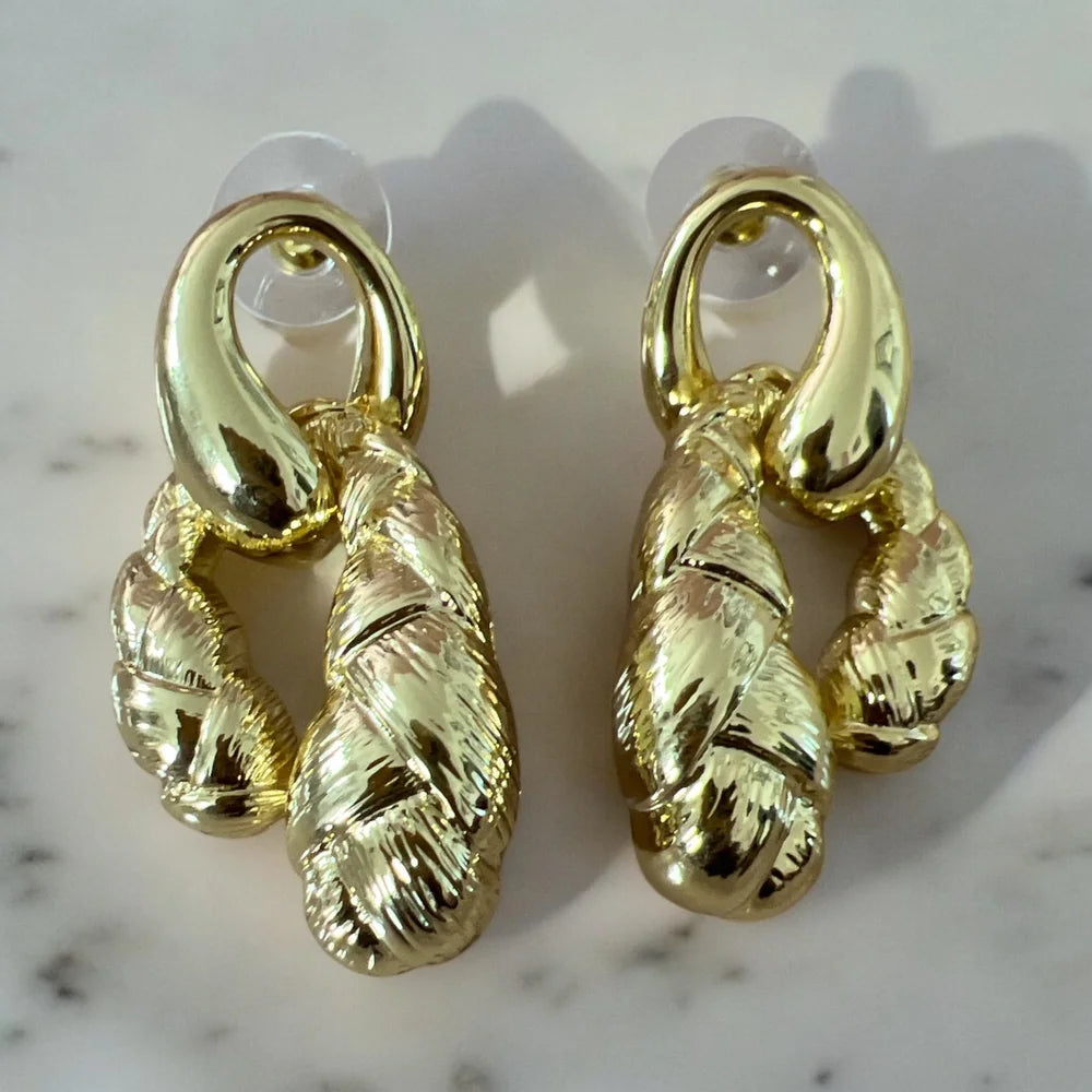 Boucles d’Oreilles “Tressées” – Acier Inoxydable Doré