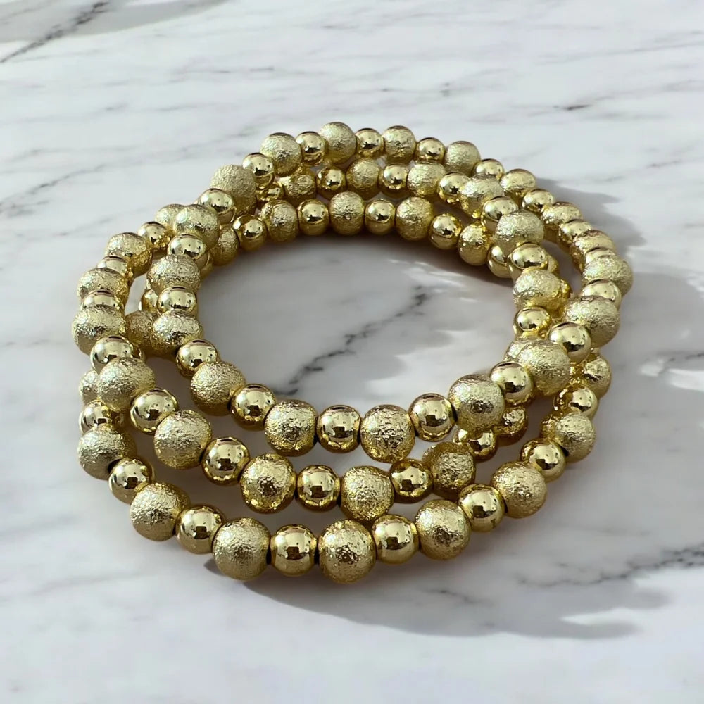 Bracelet Sphères Texturées Doré – Charme & Caractère