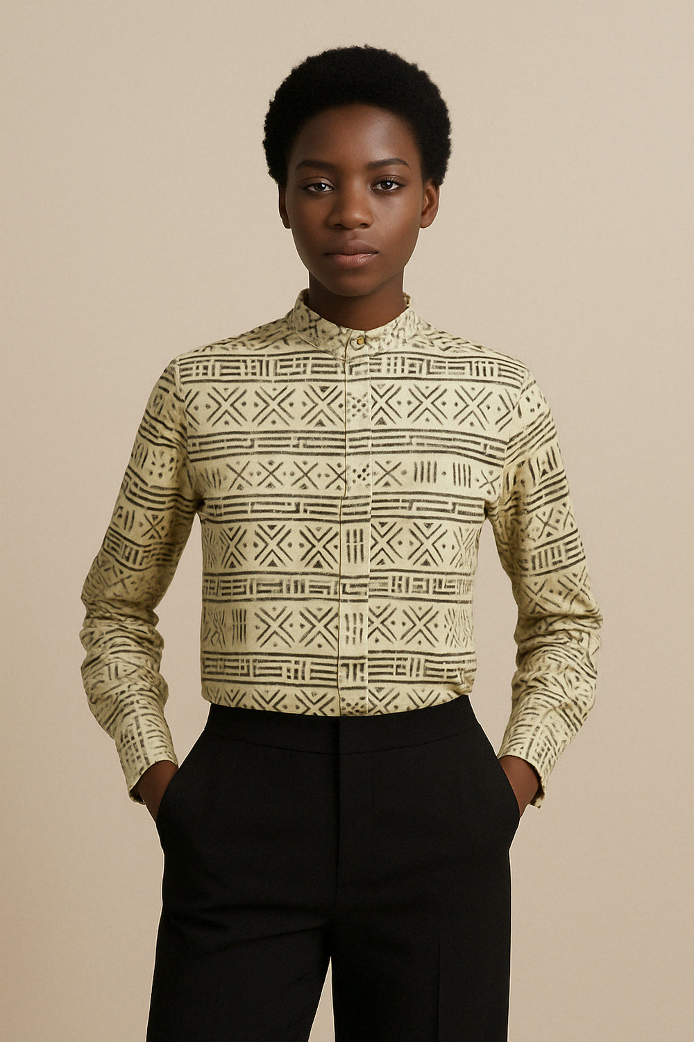 Chemise "Ìtàn" en wax graphique