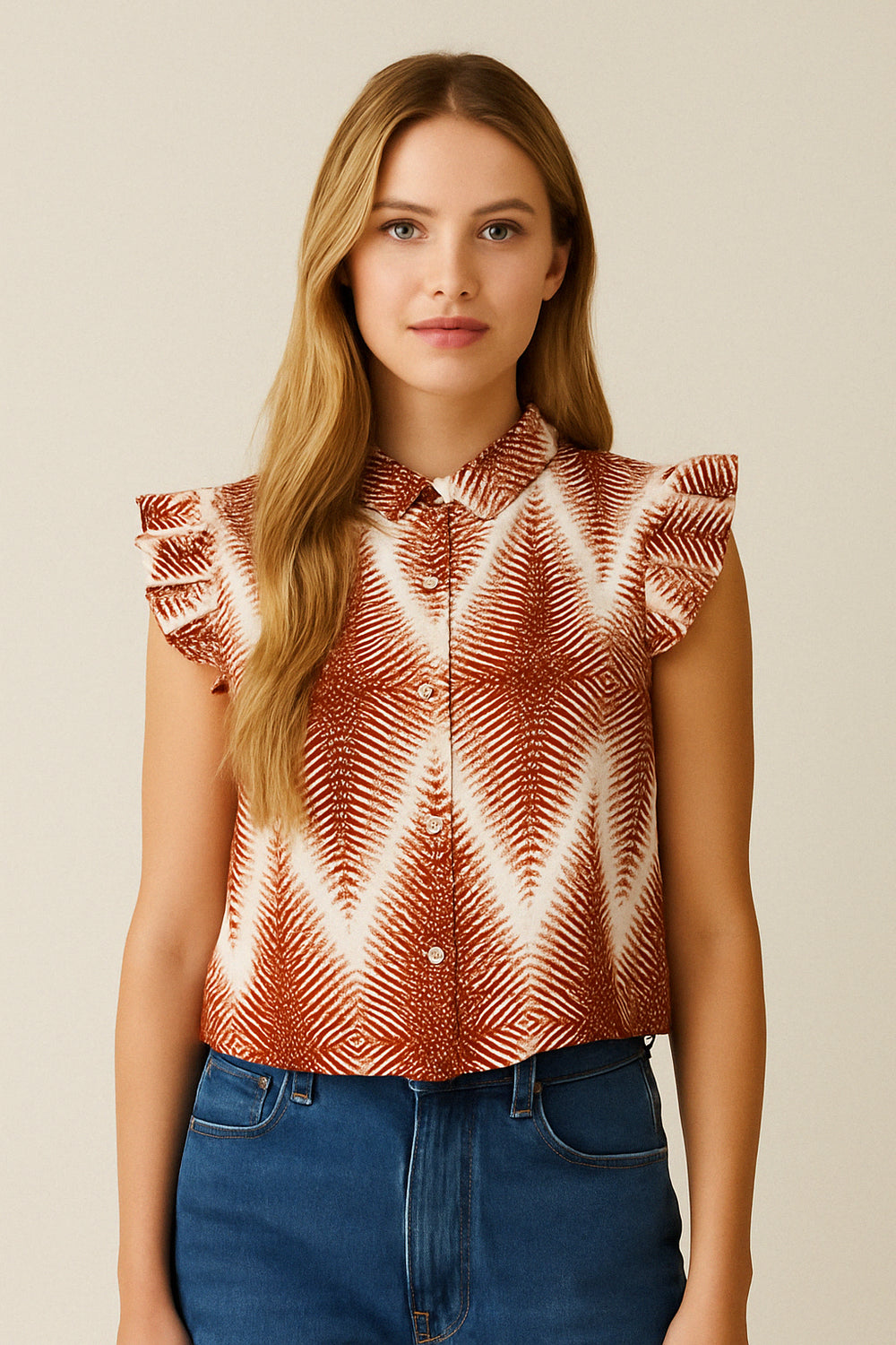 Top Wax blanc et rouge Volants