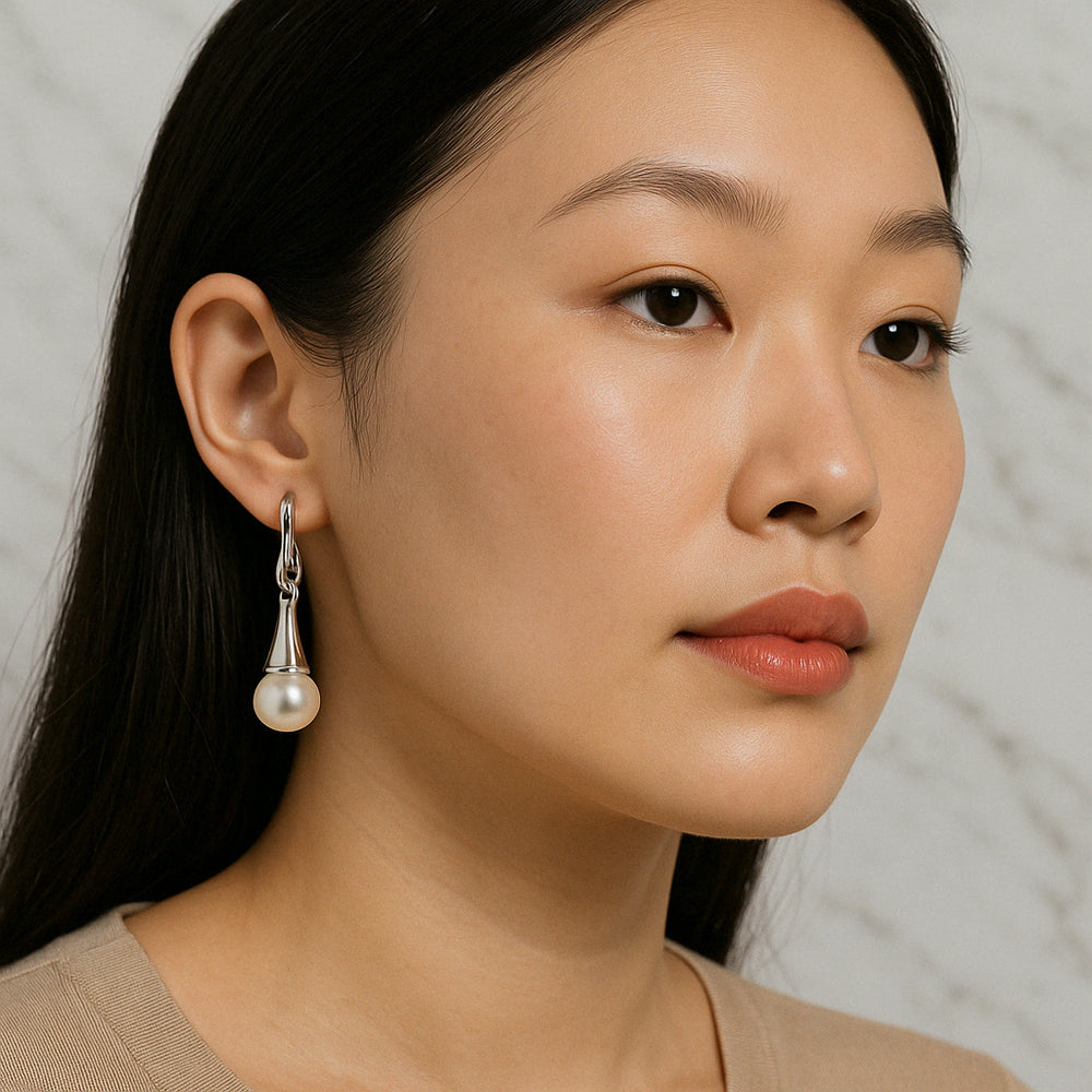 Boucles d’oreilles “Élégance Perlée” – Acier Inoxydable & Perle