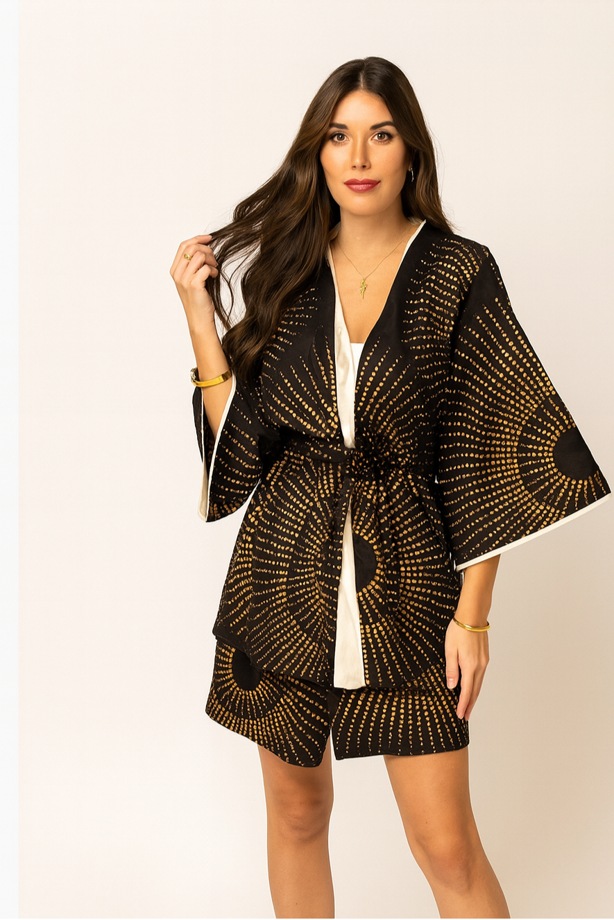 Ensemble Ori 1Look By Adé – création fluide artisanale en tissu premium, coupe élégante et minimaliste adaptée à plusieurs morphologies.