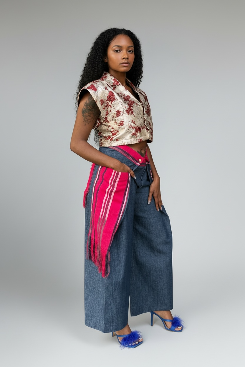 Jean large ajustable ROSE – ÀṢẸ́