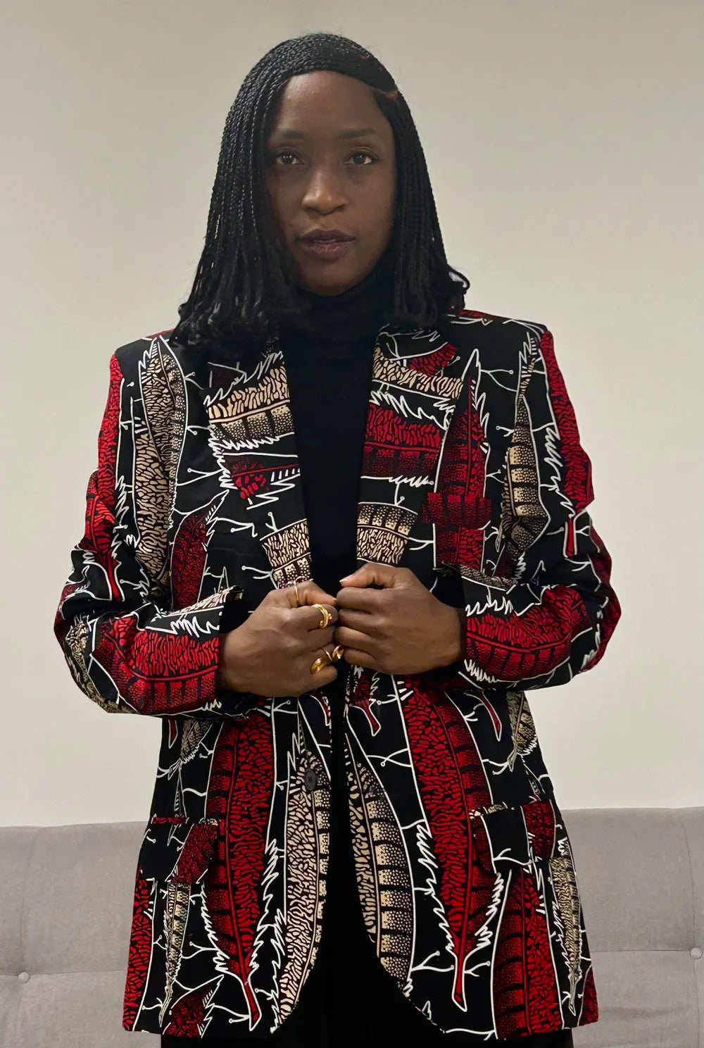 Blazer en Wax Ébène Rouge