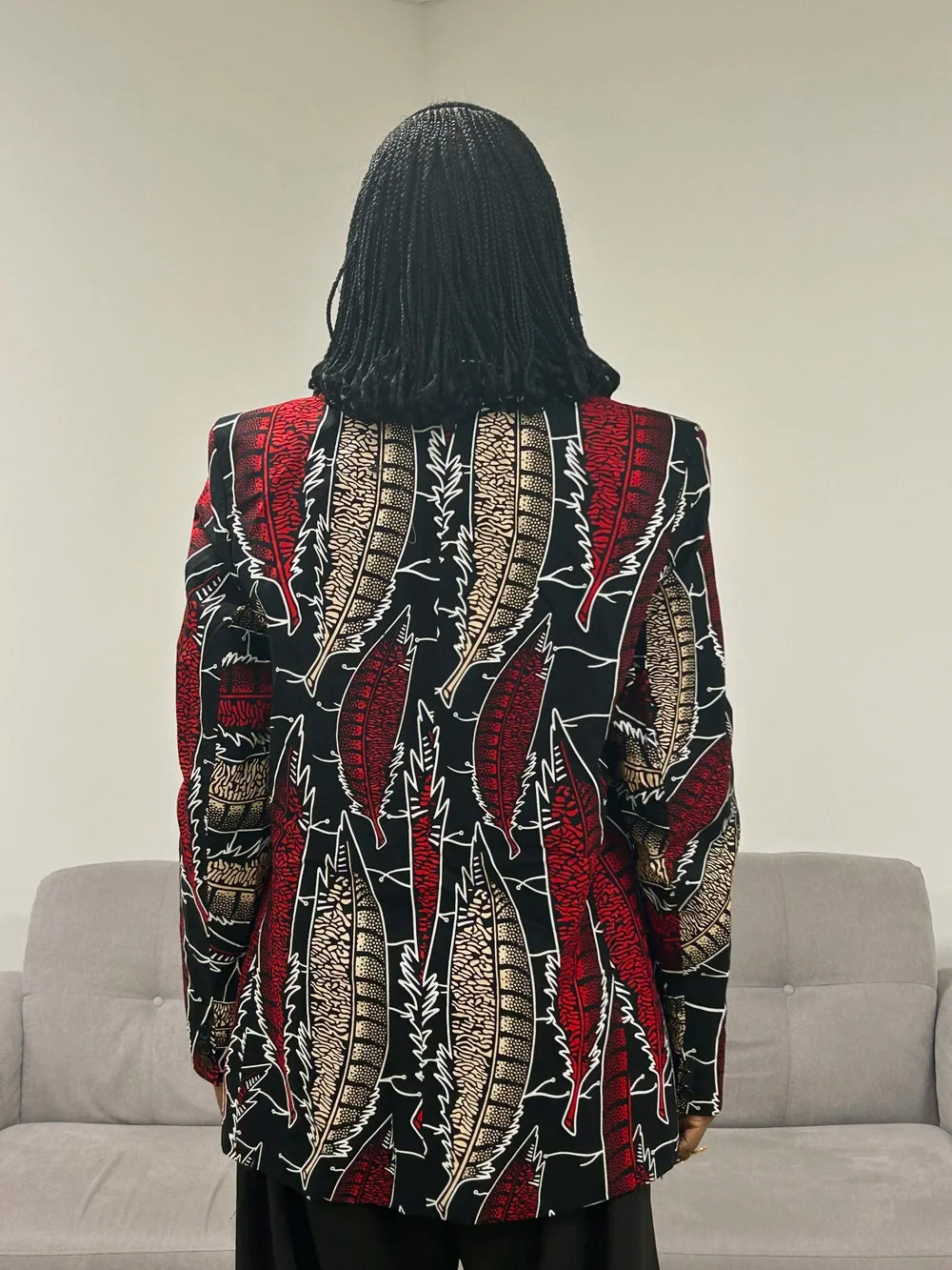 Blazer en Wax Ébène Rouge
