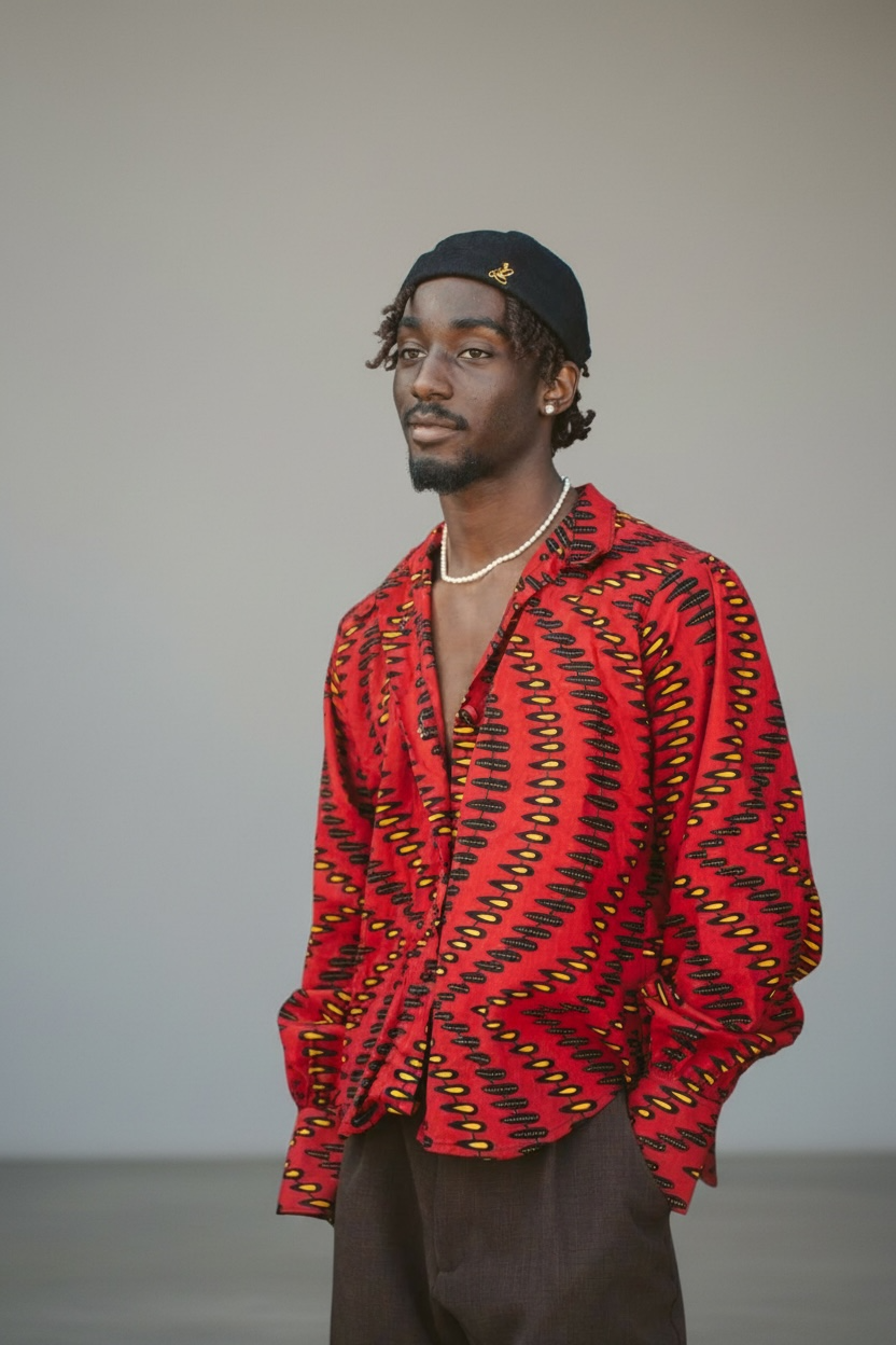 chemise ÌFẸ́ mixte 1Look By Adé – chemise oversize en wax rouge
