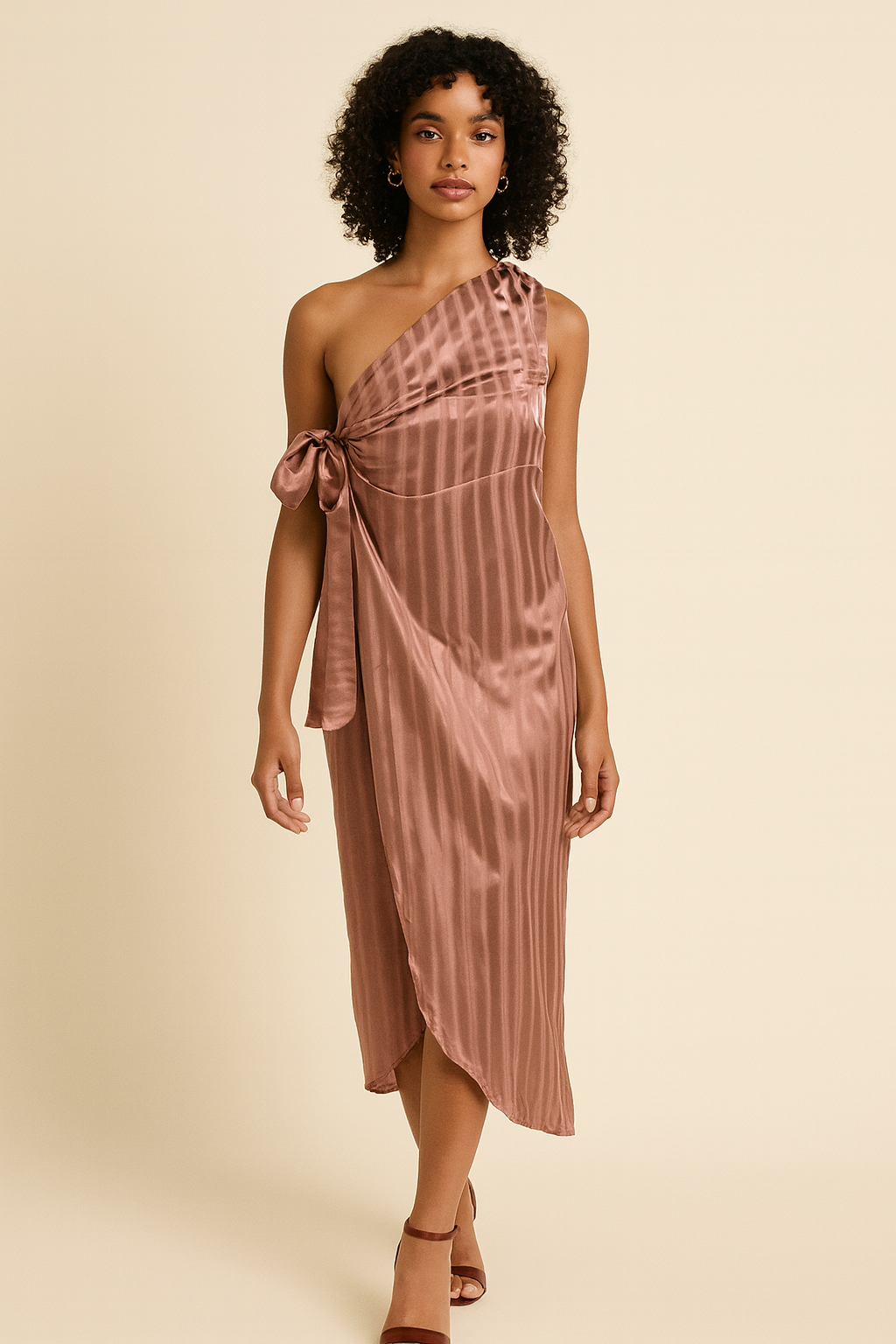 Robe satinée asymétrique ÀRÍKÉ – vue de face