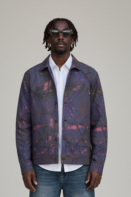 Veste denim avec panneau interchangeable rose logo 1Look – 1Look By Adé