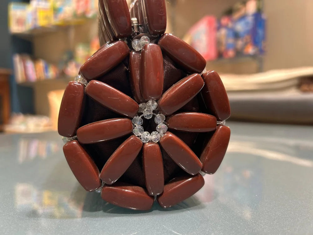 Pochette Marron en Perles