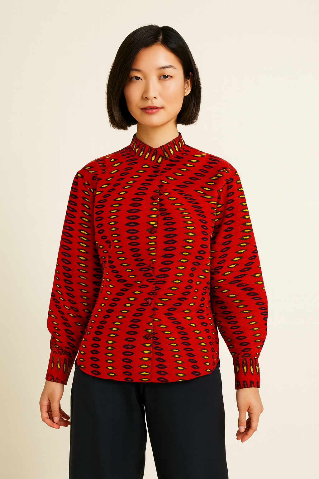 chemise ÌFẸ́ 1Look By Adé – chemise oversize en wax rouge
