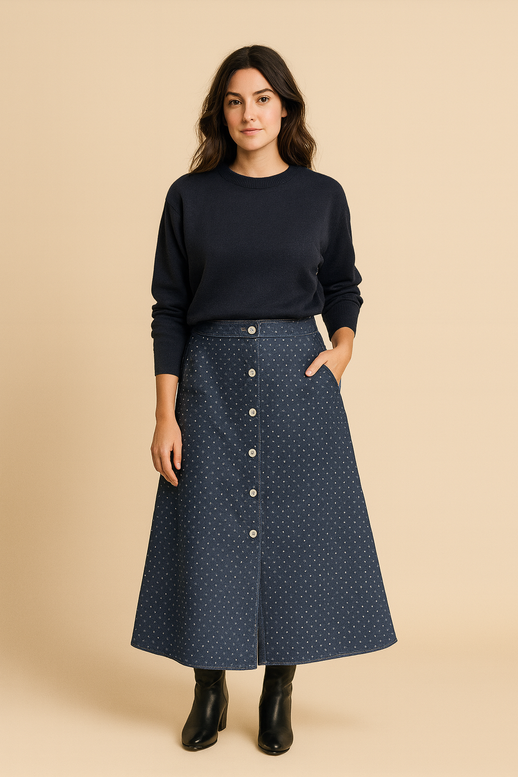 Video Jupe midi en denim ÀKÓJỌ̀ – 1Look By Adé